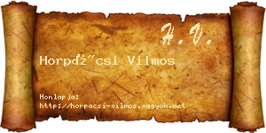 Horpácsi Vilmos névjegykártya